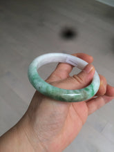 Load image into Gallery viewer, 59.7mm Certified 100% natural type A sunny green white/light purple jadeite jade bangle Z137-5420