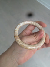 Load image into Gallery viewer, 55.6mm 100% natural beige yellow pink round cut Coral Jade (珊瑚玉) bangle SY59