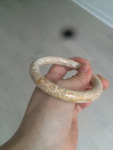 Load image into Gallery viewer, 55.6mm 100% natural beige yellow pink round cut Coral Jade (珊瑚玉) bangle SY59