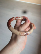 Load image into Gallery viewer, 61mm 100% natural red/pink/ round cut red jasper stone bangle CB73