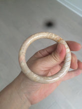 Load image into Gallery viewer, 55.6mm 100% natural beige yellow pink round cut Coral Jade (珊瑚玉) bangle SY59