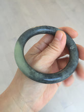 Load image into Gallery viewer, Sale! 100% Natural Certified 56 mm black/white (籽料青花) seed material round cut nephrite Jade bangle HHE105-5500