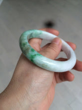 Load image into Gallery viewer, 59.7mm Certified 100% natural type A sunny green white/light purple jadeite jade bangle Z137-5420