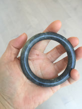Load image into Gallery viewer, Sale! 100% Natural Certified 56 mm black/white (籽料青花) seed material round cut nephrite Jade bangle HHE105-5500
