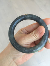 Load image into Gallery viewer, Sale! 100% Natural Certified 56 mm black/white (籽料青花) seed material round cut nephrite Jade bangle HHE105-5500