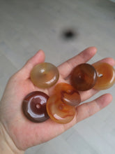 Load image into Gallery viewer, 33-34mm 100% natural icy clear red/yellow agate safety guardian donut add-on item SY26