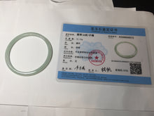 Load image into Gallery viewer, 57mm Certified Type A 100% Natural icy watery white/light green flat slim Jadeite Jade bangle BG222-8572