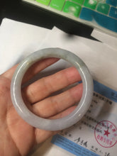 Load image into Gallery viewer, 54mm certificated Type A 100% Natural light green/white round cut Jadeite Jade bangle BK70-9864