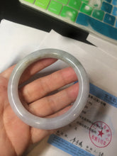Load image into Gallery viewer, 54mm certificated Type A 100% Natural light green/white round cut Jadeite Jade bangle BK70-9864