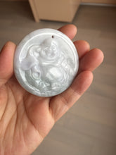 Load image into Gallery viewer, 100% Natural type A white light purple happy buddha jadeite Jade pendant AA27