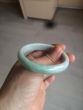 Load image into Gallery viewer, 51.5mm certified 100% natural Type A sunny green/white oval jadeite jade bangle BH57-6125