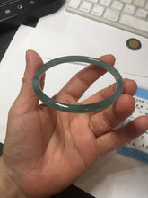 Load image into Gallery viewer, 56.5mm Certified Type A 100% Natural icy watery spring-water green/blue/gray Guatemala slim round cut Jadeite bangle PA105-5541