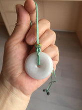 Load image into Gallery viewer, 27-34.5mm Type A 100% Natural green light brown Jadeite Jade Safety Guardian Button donuts Pendant group BL146