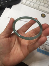 Load image into Gallery viewer, 56.5mm Certified Type A 100% Natural icy watery spring-water green/blue/gray Guatemala slim round cut Jadeite bangle PA105-5541
