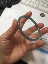 Load image into Gallery viewer, 56.5mm Certified Type A 100% Natural icy watery spring-water green/blue/gray Guatemala slim round cut Jadeite bangle PA105-5541