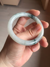 Load image into Gallery viewer, 53.4mm Certified Type A 100% Natural icy watery light green white roung cut jadeite Jade bangle AU51-8147