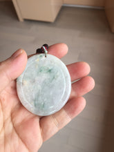 Load image into Gallery viewer, Type A 100% Natural light green/white carved plum blossoms and sika deer (Flowers all the way, 一路繁花)jadeite Jade Pendant AA26