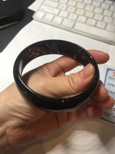 Load image into Gallery viewer, 63.9mm 100% Natural dark green/black meteorite Stellar Night sky nephrite bangle HT121-1020