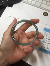Load image into Gallery viewer, 56.5mm Certified Type A 100% Natural icy watery spring-water green/blue/gray Guatemala slim round cut Jadeite bangle PA105-5541