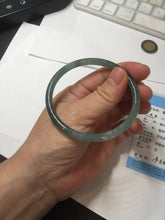 Load image into Gallery viewer, 56.5mm Certified Type A 100% Natural icy watery spring-water green/blue/gray Guatemala slim round cut Jadeite bangle PA105-5541