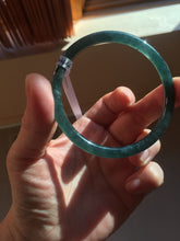 Load image into Gallery viewer, 55mm Certified Type A 100% Natural dark green/blue/gray Guatemala slim round cut Jadeite bangle PD18-4450
