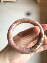 Load image into Gallery viewer, 56mm 100% natural red/pink/black/gray/brown round cut rose stone (Rhodonite) bangle SY24