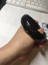 Load image into Gallery viewer, 63.9mm 100% Natural dark green/black meteorite Stellar Night sky nephrite bangle HT121-1020