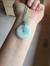 Load image into Gallery viewer, 25-33mm Type A 100% Natural light green white Jadeite Jade Safety Guardian Button donuts Pendant group PC107