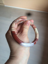 Load image into Gallery viewer, 61mm 100% natural red/pink/gray round cut red jasper stone bangle CB74