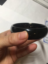 Load image into Gallery viewer, 63.9mm 100% Natural dark green/black meteorite Stellar Night sky nephrite bangle HT121-1020