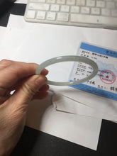 Load image into Gallery viewer, 58.5mm Certified Type A 100% Natural icy watery white/light green flat slim Jadeite Jade bangle BG223-8575