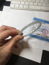 Load image into Gallery viewer, 58.5mm Certified Type A 100% Natural icy watery white/light green flat slim Jadeite Jade bangle BG223-8575
