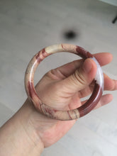 Load image into Gallery viewer, 61mm 100% natural red/pink/gray round cut red jasper stone bangle CB74