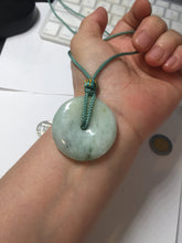Load image into Gallery viewer, 34.4mm Type A 100% Natural light green Jadeite Jade Safety Guardian Button donuts pendant PA107