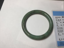 Load image into Gallery viewer, 55.5mm Certified Type A 100% Natural dark green/gray round cut Jadeite Jade bangle D155-5370