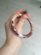 Load image into Gallery viewer, 61mm 100% natural red/pink/gray round cut red jasper stone bangle CB74