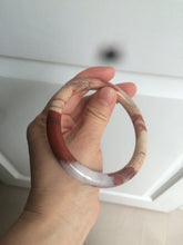 Load image into Gallery viewer, 61mm 100% natural red/pink/gray round cut red jasper stone bangle CB74