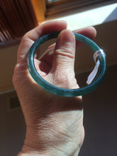 Load image into Gallery viewer, 55.6mm Certified Type A 100% Natural dark green/blue/gray Guatemala slim round cut Jadeite bangle PD20-4453