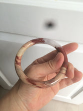 Load image into Gallery viewer, 61mm 100% natural red/pink/gray round cut red jasper stone bangle CB74