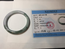 Load image into Gallery viewer, 58mm certificated Type A 100% Natural light green purple with green floating flowers Jadeite Jade bangle AS83-3016