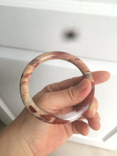 Load image into Gallery viewer, 61mm 100% natural red/pink/gray round cut red jasper stone bangle CB74