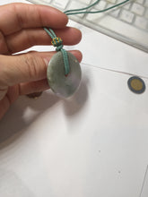 Load image into Gallery viewer, 37mm Type A 100% Natural light green purple Jadeite Jade Safety Guardian Button donuts pendant PA108