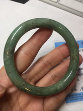 Load image into Gallery viewer, 55.5mm Certified Type A 100% Natural dark green/gray round cut Jadeite Jade bangle D155-5370