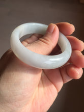 Load image into Gallery viewer, 47mm certified 100% natural Type A icy watery light green white oval jadeite jade bangle AU43-8151