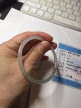 Load image into Gallery viewer, 54.5mm Certified Type A 100% Natural icy watery white/light green/light purple flat slim Jadeite Jade bangle BG224-8576