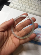 Load image into Gallery viewer, 54.5mm Certified Type A 100% Natural icy watery white/light green/light purple flat slim Jadeite Jade bangle BG224-8576