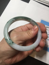 Load image into Gallery viewer, 58mm certificated Type A 100% Natural light green purple with green floating flowers Jadeite Jade bangle AS83-3016