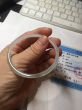 Load image into Gallery viewer, 54.5mm Certified Type A 100% Natural icy watery white/light green/light purple flat slim Jadeite Jade bangle BG224-8576