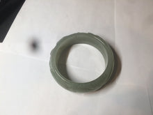 Load image into Gallery viewer, 60.8mm 100% natural dark green/gray  carved fish and lotus(年年有余) Quartzite (Shetaicui jade) bangle SY61