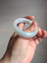 Load image into Gallery viewer, 47mm certified 100% natural Type A icy watery light green white oval jadeite jade bangle AU43-8151